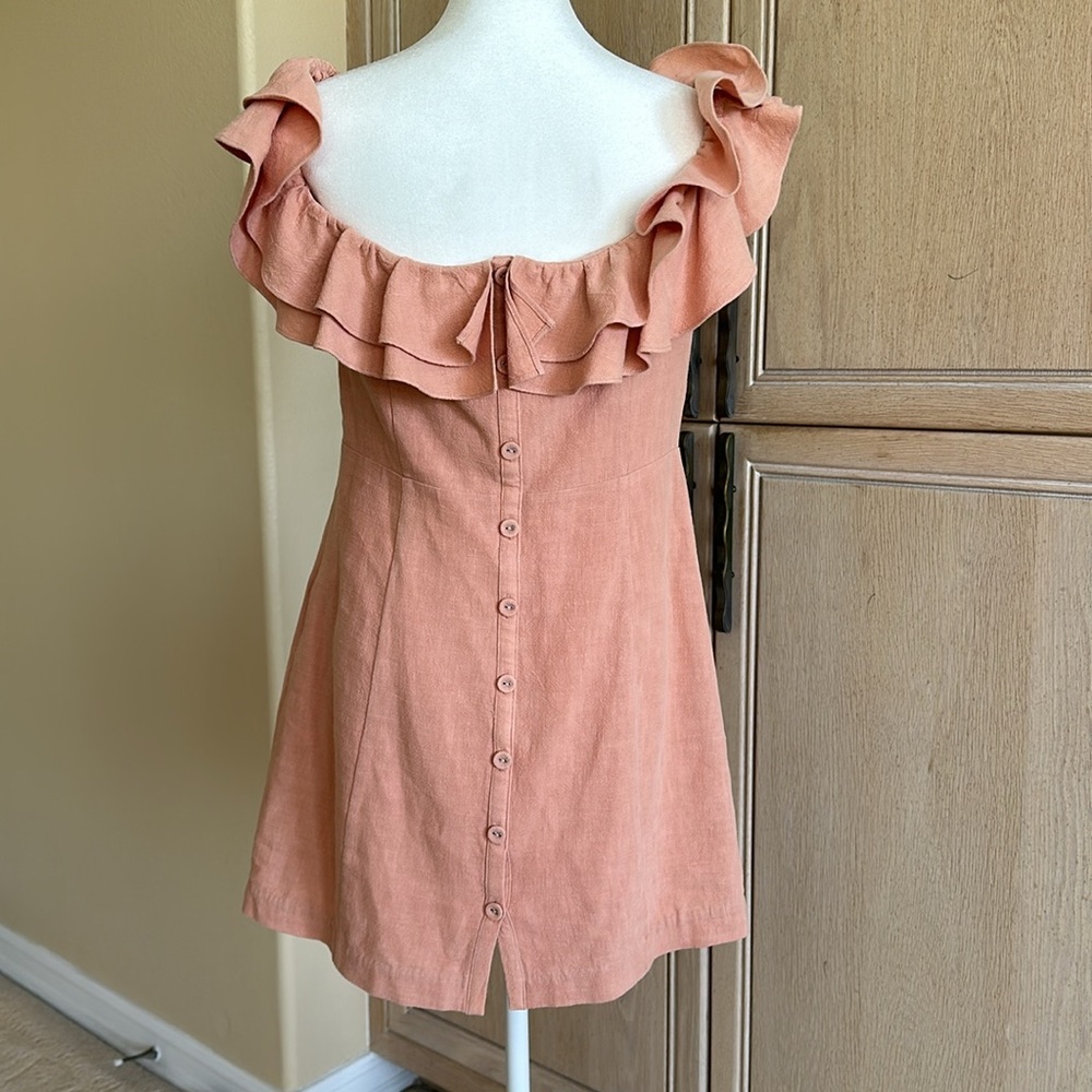 Saylor Peach Off The Shoulder Mini Dress - Picture 3 of 6